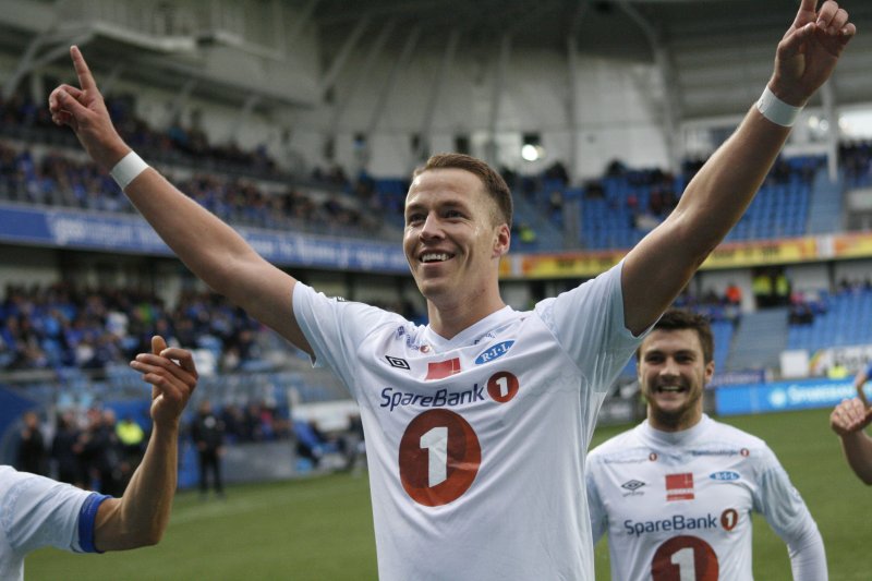 Jubel etter 1-0 på Aker Stadion i 3-2 seieren mot Molde i Eliteserien 2018